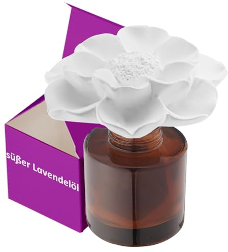 Earffloz ätherisches Öl und Diffusor Geschenkset, süßer Lavendelöl (1.7 FL.oz|50ml), 60-Tage natürlicher Duftmischung Lufterfrischer Hausgeruch dekorativer Raumduft Gipsblüte Arôme Duftspender