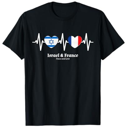 ISRAEL France Chemise Heartbeat Drapeau Israélien Cœur T-Shirt