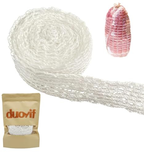 duoyif Fleischnetz Für Rollbraten Netz, Bratennetz Rollbratennetz Räuchernetz Schinkennetz, Baumwoll Netz Zum Aufbewahren Braten Kochen Von Fleisch, Bratennetz Kaliber 16, Elastische 11 Meter (11m)