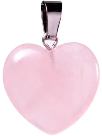 Pendentif en pierre naturelle en quartz rose rose en forme de cœur. Pierre semi-précieuse pour l'amour et la guérison. Cadeaux pour femme.