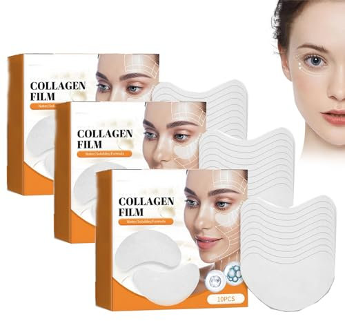 Nanofiber Collagen Face Revitalizer, Highprime Collagen Film für Gesicht, Collagen Hydrating Eye Mask, löslicher Kollagenfilm, reduziert feine Linien (3 Box)