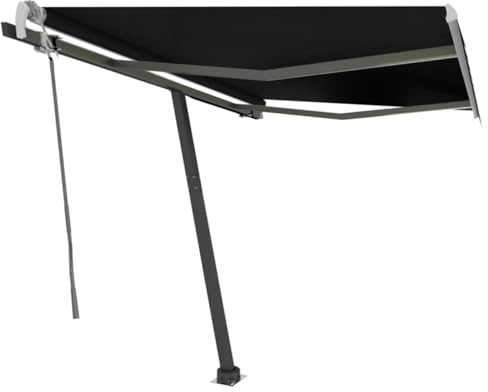 Homgoday Gelenkarmmarkise mit LED Markise Manuell Einziehbar Balkonmarkise Sonnenmarkise Sonnenschutz, Höhen und Winkel Verstellbar Markise für Balkon Fenster 300x250 cm Anthrazit