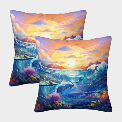 DCABEIOOE Meer 2er Set Meer Zierkissen Outdoor Kissen 50x50cm