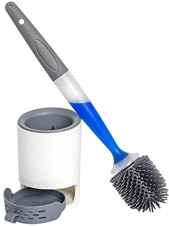 Cepillo de Inodoro, dispensador de Gel de Limpieza de Inodoro rellenable, Cepillo de Limpieza de Inodoro sin ángulos Muertos, Soporte de ventilación para el Almacenamiento de Productos Sanitarios