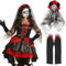 UZNIYTR 2 PCS Halloween Kostüm Damen, Haarreif mit Rosen,Tag der Toten, Haarkranz Blumen Schwarz, Faschin Headband Blumen Haar Zubehör Gothic Braut Schleier Party Headwear für Mädchen Frauen