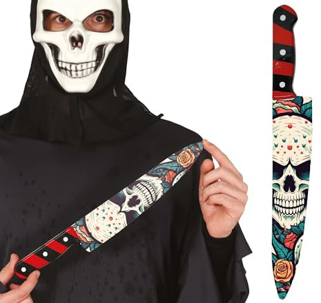 FIESTAS GUIRCA | Skull Knife (37 cm) - Toy Blade for Killer Costume at Halloween and Horror Parties - Ideal Accessory for Adults and Children - Multicoloured