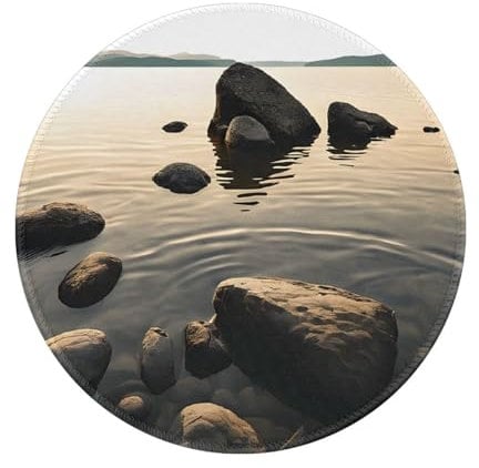 UUYHHGB Small Round Mouse-Pad 4 PCS Funny Print Mousepad with Non-Slip Rubber Base and Stitched Edge for Laptop Gaming Computer, Desk Decor, 7.9 X 7.9 inch, Zen Stone