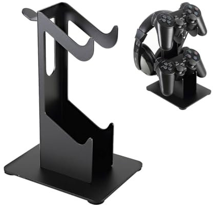 Folgtek 2-Tier Table Headphone Stand Headphone Holder, Gaming Headphone Display Stand Phone Handset Holder for Sennheiser, Sony, Audio-Technica, Bose, Beats, AKG, etc. (Black, 2 Places)