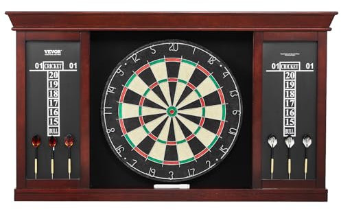 VEVOR Dartboard spielbereites Paket, Dartboard-Schrankset in offizieller Größe, Dartscheibe 45 x 3,8 cm, Dartschrank mit Stahlspitze, komplett mit sämtlichem Zubehör, für Cricket-Spiele