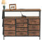 Xisilla Retro-Kommode mit zehn Schubladen und integrierter Steckdose, Kommode aus Vliesstoff mit Griffen, Schwarz kommoden & sideboards