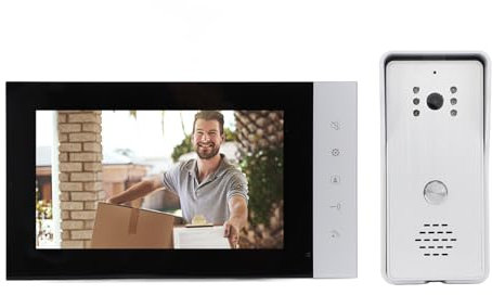 Système D'interphone Vidéo Filaire, Caméra de Sonnette Vidéo de 7 Pouces avec Support de Moniteur, Déverrouillage Audio Bidirectionnel, Visiophone Filaire HD IR, Kits de Caméra