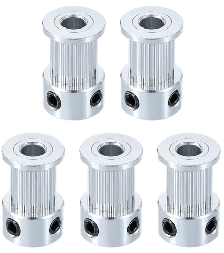 QUARKZMAN 5Stk Aluminium 16 Zähne 5mm Bohrung 10mm B Zahnriemenscheibe 2GT | 10mm Breite Umlenkrolle Synchronräder Getriebeteil für 3D Drucker, Silber