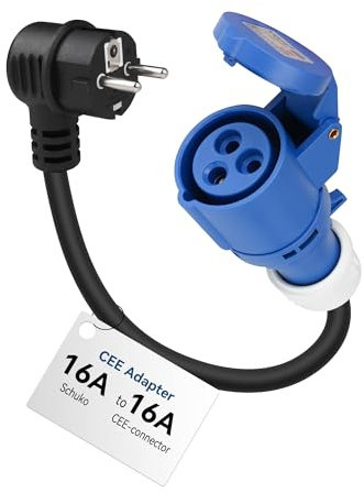 RamTouch Adaptateur Fiche Mâle Schuko vers Prise Femelle CEE P17 16A 2P+T (50 cm, IP44, Max. 16A, 3G2,5mm²) - Adaptateur Schuko pour Borne de Recharge Mobile et Chargeur de Voiture Électrique