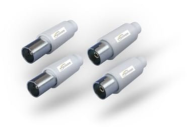 SERVICEWEBSHOP | Connettori Coassiali per Cavi Tv Antenna e Digitale Terrestre, Maschio e Femmina, Antenne TV DVB-C Radio e DVB-T2 per Antenna SAT Coassiale 4K UHD (SET 4 PZ (2 MASCHI + 2 FEMMINE))