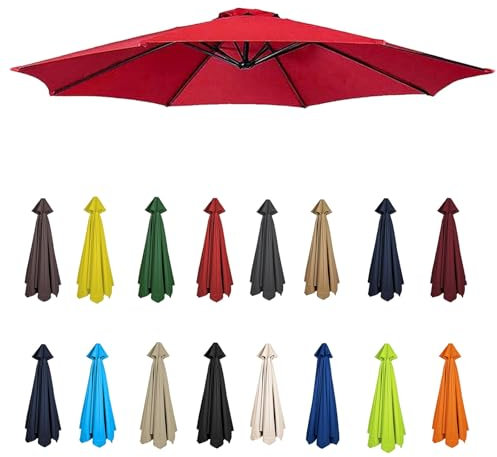 2m-3.5m Replacement Parasol Canopy, Umbrella Replacement Fabric, Garden Umbrella Replacement Cover, Outdoor Replacement Fabric, 6/8 Arms, replacement parasol fabric cover for Garden Umbrella(Red,8ribs