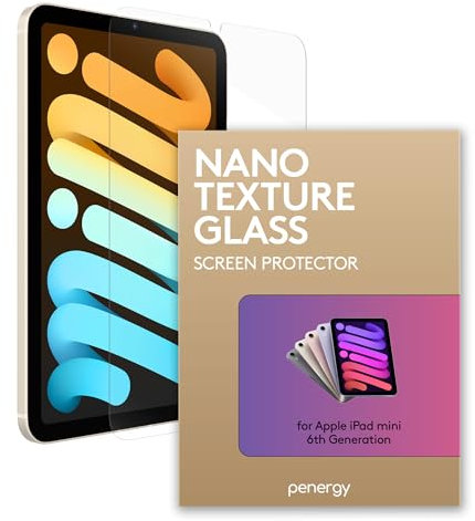 PENERGY Nano Texture Glass Screen Protector | iPad mini 7(2024), ipad mini 6 (2021) | Authentic Paper-Like Feel, Anti-Glare, Scratch-Resistant – Optimized for Apple Pencil Drawing & Writing