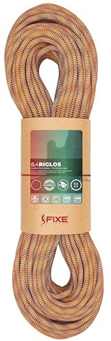 FIXE - Cuerda Dinámica RIGLOS para Escalada en Pared – 8,4 mm de Diámetro – Poliamida – Doble y Gemela – Vías Largas y Rápel - 60 m – Color Naranja