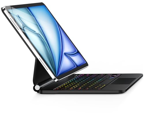 GGQFGTOJ Funda de teclado para iPad Air de 13 pulgadas (M3 2025/M2, 2024), iPad Pro de 12.9 pulgadas (3/4/5/6ª generación), magnética estilo mágico, soporte voladizo flotante, funda de teclado