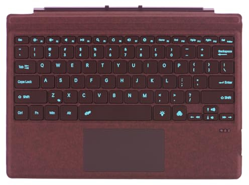 Type Cover für Microsoft Surface Pro 7+ 7 6 5 4 3 Generation Bluetooth-Tastatur mit Trackpad, USB-Ladekabel, deutsches QWERTZ-Layout (Weinrot, Hintergrundbeleuchtung)