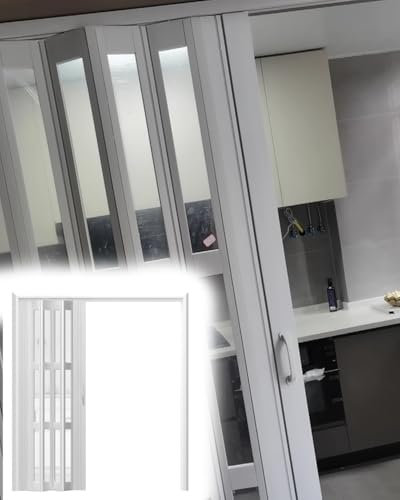 Puerta corredera de PVC multipliegue, tamaño personalizable para uso interno, ideal para armarios y espacios de cocina