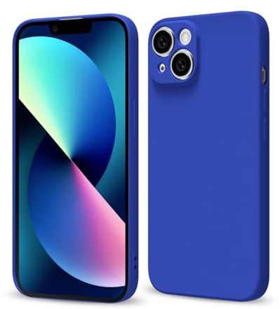Svaove for iPhone 13 Mini Phone Case Liquid Silicone, Thin Ultra Slim Minimalist Phone Cover, Girly Cute Plain Bright Solid Color Matte Soft Rubber Jelly Gel Plastic TPU Bumper, Royal Blue