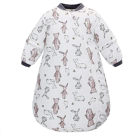 LAT Baby Sleeping Bag 2.5 TOG,Baby Winter Long Sleeve Sleep Sack,100% Cotton Detachable Sleeve,Toddlers Sleeping Bag for Girl Boys