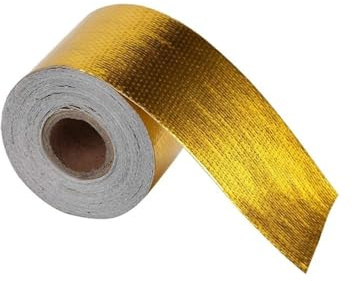 Cinta Reflectante Fibra Vidrio Dorada 9 M X 5 Cm Aislante Térmico Acústico Alta Temperatura, Rollo Adhesivo Para Accesorios Coche Aislante Térmico Insonorizante