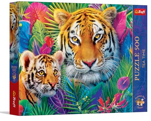 Trefl - Puzzle 500 Teile, Tea Time: Tiger im Dschungel, Premium Plus