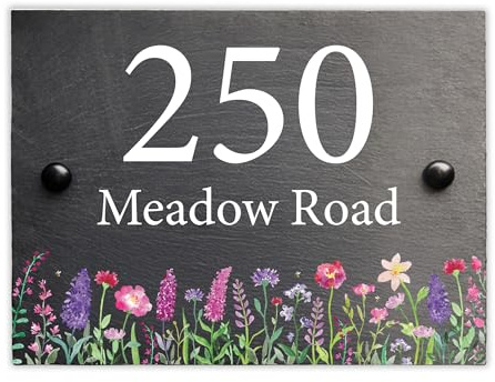 Personalised slate house number plaque - Custom door number sign (Traditional Font)