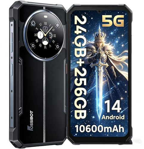 FOSSiBOT Outdoor Smartphone Android 15, Handy ohne Vertrag 24GB RAM 256GB ROM/2TB, 6,74+1,32 Dual Display, 10600mAh, 50MP Kamera, Dual 4G SIM, NFC/Face ID/GPS/IP69K+IP68 (Blue-5G)