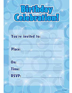 Unique Party 28449 - Glitz Blue Birthday Party Invitations, Pack of 16