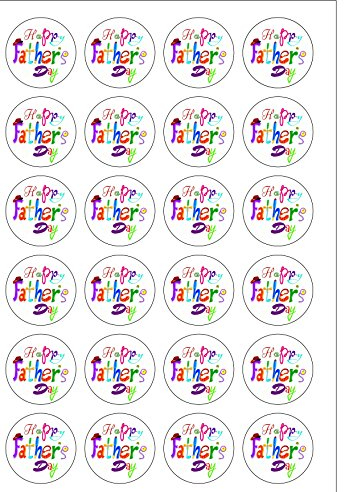 24 Precut Happy Fathers Day Edible Cupcake Toppers Decorations