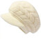Damen-Wintermütze mit Krempe, Beanie mit warmem Fleece gefüttert und Visier für Damen, Wollstrick, Newsboy Cap S-Y-H4, Beige, Medium