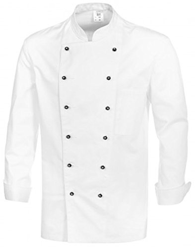 BP Gourmet 1500-130-21 Kochjacke (Kugelknöpfe nicht inbegriffen) - Langarm - Normale Passform - Größe: 62 - Farbe: weiß