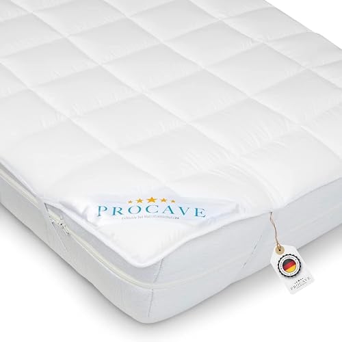 PROCAVE® Matratzenschoner 60x190 cm Topper | Matratzenauflage mit 4 Eckgummis | Atmungsaktive Matratzentopper & Matratzenauflage | Anti Milben Matratzenbezug | Mattress Topper Made in Germany