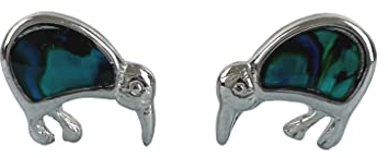 Paua/Abalone Muschel Kiwi Ohrstecker Ohrringe aus Neuseeland - Silber/Blau