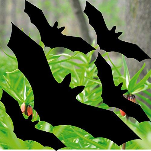 GreenIT Set schwarz Fledermaus Vögel Aufkleber Tattoo gegen Vogelschlag Warnvögel Fenster Schutz Deko Folie