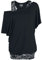 Black Premium by EMP Damen grau-schwarzes T-Shirt im Double-Layer-Look mit Totenkopf-Print 4XL