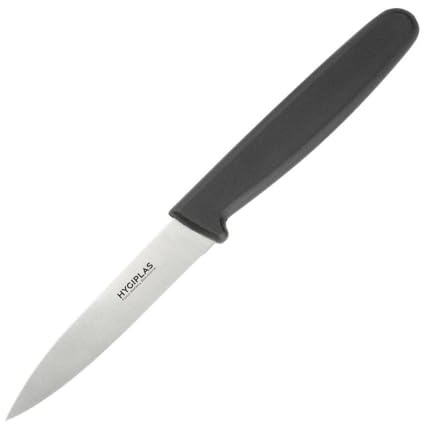 Hygiplas Straight Blade Paring Knife Black 8.5cm - Stainless Steel,Ergonomic Handle, Dishwasher Safe Knife C268