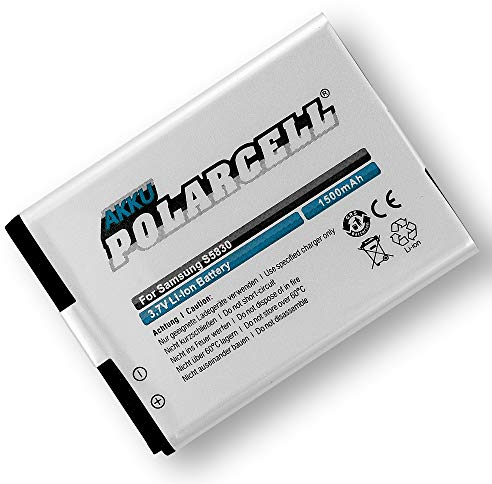 PolarCell Akku für Samsung Galaxy Ace GT-S5830 | Galaxy Young GT-S6310N | Galaxy Ace Plus GT-S7500 | ersetzt Original-Akku EB494358VU - EB464358VU | 1500mAh Starke Ersatz-Batterie