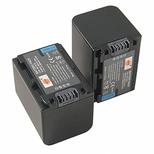 DSTE 2-Pack Rechange Batterie Compatible pour Sony NP-FV70 DCR-SR15 SX44 SX45 SX63 SX65 SX83 SX85 FDR-AX100 HDR-CX105 CX110 CX115 CX130 CX150 CX155 CX160 CX190 CX200 CX210 CX220 CX230 CX260V CX290