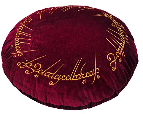 Elbenwald Herr der Ringe Kissen Der Eine Ring Motiv Stickerei rund Ø 43 cm Samt rot