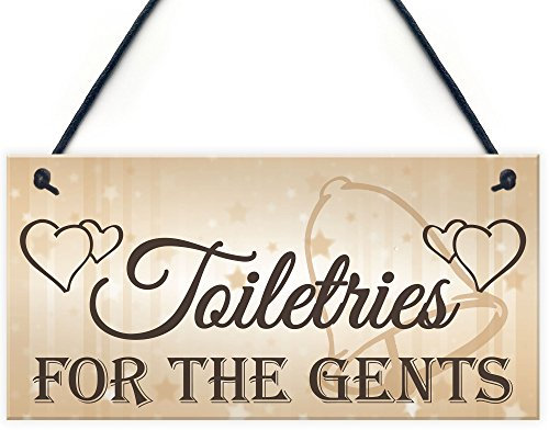 RED OCEAN Shabby & Chic Wedding Sign Toiletries For Gents Groom Plaque Best Man Bride Gift Pageboy