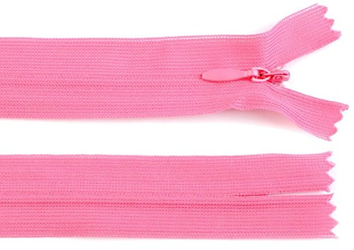 Schnoschi 5 Stück 40 cm Langer Spiralreißverschluss, nahtverdeckt, Nicht teilbar, rosa, 3mm Laufschiene, Reißverschluss