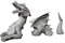 gartendekoparadies.de 3-teiliger Drache, Steinfigur, H. 35 cm, 11 kg, Grau, frostsicher aus Steinguss für Außenbereich
