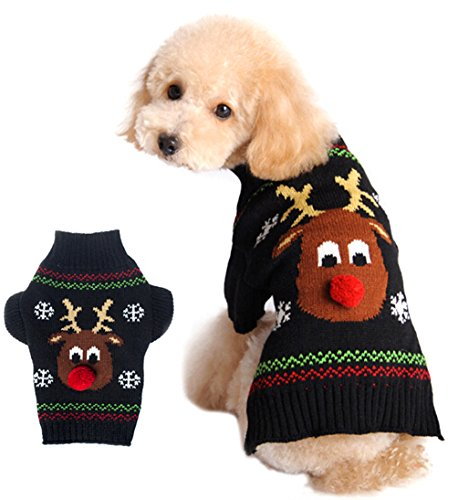 Xiaoyu Hundepullover für Hunde weihnachtlich Rentier, Schwarz, XXL