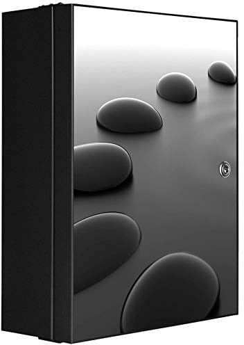 banjado® XXL Medizinschrank abschliessbar mit Motiv Schwarze Steine 35x46x15cm - großer Arzneischrank/Medikamentenschrank aus Metall zur Medikamenten Aufbewahrung - Apothekerschrank mit 3 Schlüsseln