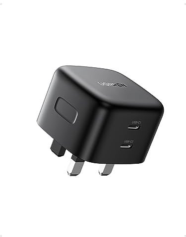 UGREEN USB C Charger 65W Plug GaN Charger 2-Port Fast Charging Laptop Charger Compatible with Macbook Pro/Air, iPhone 16/15/14, iPad Air/Mini, Galaxy S24/S23, Pixel 9, etc (Black)