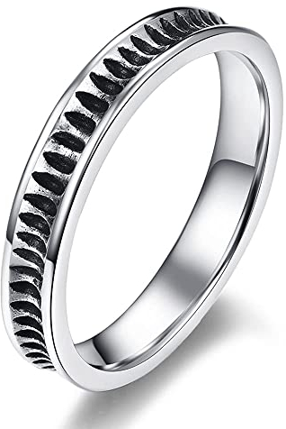 Cloyo Edelstahl Ringe Männer Vintage Punk Ringe Ehering mit Gerillter Verlobungsring Ringe für Damen und Herren Größe 59(18.8)