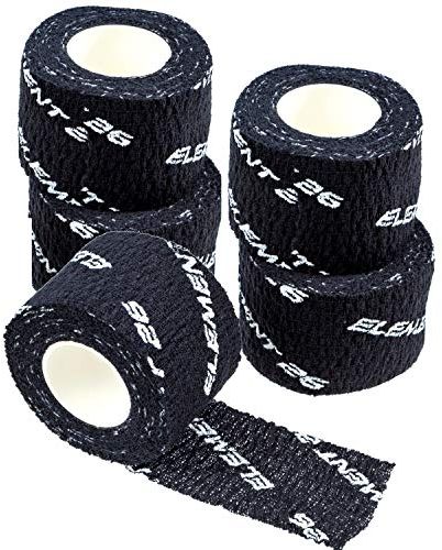 Element 26 Athletic Gewichtheber-Tape – Premium Daumen- und Finger-Tape schwarzes Haken-Griffband klebriges dehnbares Klebeband mit schweißresistentem Kleber (5 Rollen 3,8 cm Breite, schwarz)